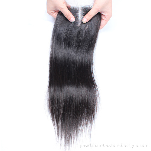 4x4 Silk Lace Base Closure Straight 100% Brazilian Human Hair Transparent Lace Closure HD Lace Closure